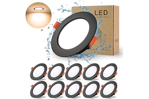 BAGZY LED Downlights for Ceiling 7W Spotlights Ultra Slim Recessed Spot Lights 700LM Warm White 3000K,Cut Φ80-90MM,Waterproof IP44 AC 230V,for Living Room Bedroom Kitchen Bathroom, 10 Packs