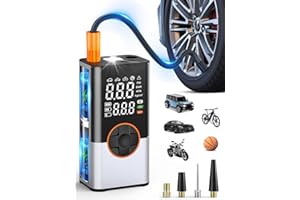 BIBURY 8000mAh Mini Compressore Aria Portatile Auto, 150 PSI Compressore Portatile con Doppio Display Digitale a LED, Pompa per Bicicletta Luce a LED 5 Modi per Auto Bici Moto Palla,Ricarica TYPE-C