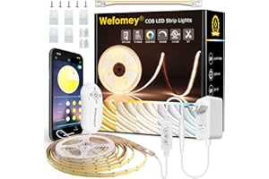 WEFOMEY Ruban LED COB, 5M Dimmable Bande LED Blanc Chaud Froid avec Alimentation et Smart App Control,Télécommande, CRI 93+, Super Lumineux 2700-6500K Flexible Strip pour Chambre, Décoration de la Maison