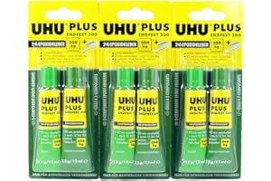 POWERHAUS24 3 x UHU PLUS endfest 300 2-K-Epoxidkleber, 3 x 33g