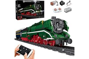 SDXFUWA Zug, NO.BR18 201 Deutsche Schnellbahn-Bausteinsets für Jungen, ferngesteuerter Zug mit Motoren und Gleisen (2348+ Teile)