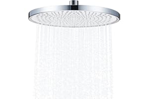YUANNY Soffione Doccia a Pioggia 26 x 26 CM, Grande Soffione Doccia a Risparmio idrico, Docce Fisse Rotondo Con 324 Ugelli Anticalcare, Testa di Doccia Regolabile Soffione per Bagno,Cromo