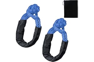 MOCOLI 2 Pcs Soft Shackle, Off-Road Shackle Tow Rope Soft Shackle with Protective Cover 17T Breaking Strength Soft Shackle Rope for Off-Road Recovery Jeep Vehicles