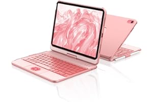 aMZCaSE for iPad 10th 2022/A16 11th Generation 2025(10.9/11 inch) Case with Keyboard Case,Touch for 10/11th Generation Case -360° Rotatable&Pencil Holder,UK Layout(Rose gold)