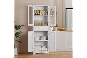 Xbro Armadietto da Cucina, Mobile bagno con 2 Armadi e 2 Cassetti, Mobile Cucina con Design Anti-Ribaltamento per Cucina, Soggiorno, Sala da Pranzo, Lavanderia (Bianco)