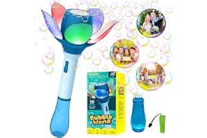 ALEENFOON Seifenblasenmaschine Kinder Elektrischer Seifenblasenstab mit Wiederaufladbarer Batterie/Lichtern/Seifenblasenlösung Lotosblume Seifenblasenmaschine für Outdoor, Partys, Hochzeiten