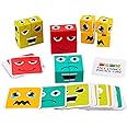 Kidology Emoji Cube Face Change Game for Kids, Learning Educational Emotion Change Blocks, Cute Face Changing Cube, Expressions Puzzles Toy for Kids Ages 3 Years and Up (FaceCubeset16+Card)