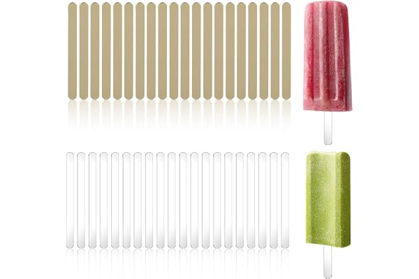 40 stycken återanvändbara glasspinnar i akryl, 10 cm klara och guld glassformar formar formar formar glass kakformar formar formar glasspinnare is popstick för gör-det-själv Ice Pop, kakpop, godis