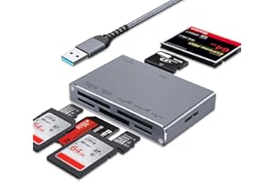 ceuao KB-0704 SD Card Reader USB 3.0, 7-IN-1 Camera Memory Card Reader for Micro SD/TF/SD/Compact Flash/MS/XD/MMC, Micro SD Card Reader for Computer,PC, Micro SD Adapter with 27in Cable