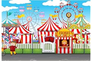 Aoihrraan 3x2m Circo Sfondo Divertimento Parco Carnevale Rosso Tenda Ferris Ruota Fotografia Sfondo Neonato Bambino Doccia Compleanno Festa Arredamento Bambini Ragazzo Ragazza Ritratto Foto Prop