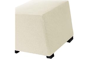ILIEMAO Hockerbezug Quadratisch 45cm/50cm/65cm Ottomane Bezug Quadratisch Bezug Hocker Quadratisch Hocker überzug Schonbezug Bezug für Fußhocker Stretch Ottomane Abdeckung Hockerabdeckung(Color:Beige,Size:45x