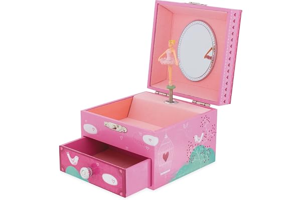 COFFRE MUSICAL CAGE AUX OISEAUX AVEC TIROIR – MELODIE CINDERELLA’S FREAMS OF THE BALL (Prokofiev) – Ulysse Couleurs d’Enfance 9510