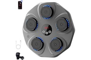 BUBA TOYS Music Boxing Machine, Smart Bluetooth Boxing Machine, Wall Mounted USB Charging Boxing Training Equipment with 9 Speeds and Modes, Boxing Gloves, LED Lights for Adults and Kids (Black)