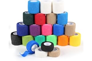 HASUDEI 22PCS Benda Sportiva Autoadesiva 5cm*4.5m Benda Elastica Coesiva Bendaggio Adesiva Coesiva Nastro Sportivo Salvapelle per Mani Piedi（Colorati）