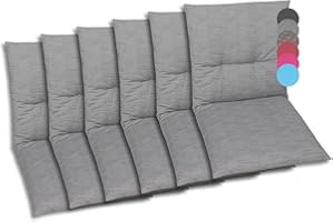 GO-DE Textil Bequeme und attraktive Polsterauflagen für Niederlehner-Gartenstühle (6er-Set, Uni Grau, Niederlehner)