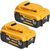 Powarobor 2X DCB184 18V 5.5Ah Li-Ion Batteries for Dewalt XR Tools | Compatible with Dewalt 18Volt XR Battery DCB180 DCB182 D