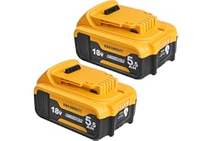 Powarobor 2X 18V 5,5 Ah DCB184 Batería de Iones de Litio de Repuesto para Herramientas eléctricas Dewalt 18 V XR, Compatible con DCB180, DCB182, DCB183, DCB200 y DCB201.
