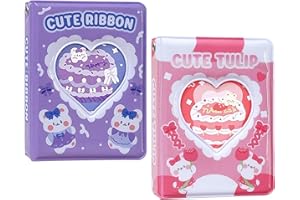 Hwtcjx 2 Piezas Mini Album Fotos, Photocard Holder, 3 Pulgadas Mini Album de 40 Bolsillos, para Polaroid Fujifilm Instax De Fotos Kpop Photocard Holder (Morado y Rosa)