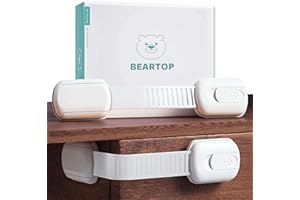 Blocca cassetti per bambini da BEARTOP | con adesivo 3M | tenuta extra forte | regolabile | chiusure sicurezza bambini, chiudi cassetti bambini, chiudi sportelli | Garanzia di soddisfazione (3 Anni)*