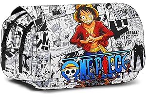 BSNRDX One Piece Anime Papelería Caja Estudiantes Lápices Estuche Viaje Doble Capa Unisex Bolsa Papelería con Cremalleras One Piece Multifuncional Anime Estuche para Estudiantes Adolescente