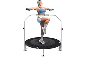 SereneLife Foldable Trampoline for Adults and Kids 91/102cm, Indoor Outdoor Mini Fitness Rebounder with Foam Handle, Compact Exercise Equipment for Home and Garden Workouts