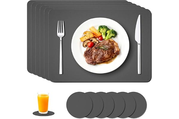ZHITENG 6 stycken bordstabletter tvättbara med 6 underlägg, dubbelsidigt bordsunderlägg läder värmebeständigt halkfritt bords