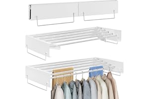 OUUTMEE 80CM Étendoir à Linge Mural Pliable, Séchoir à Linge Mural pour Intérieur et Extérieur, Rétractable Etendoir Linge avec 5 Tiges, Economiseur d'Espace Design (Blanc)