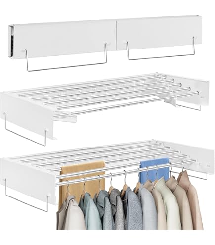 Séchoir Mural Extensible 5 Barres En Inox - Capacité 25kg, Pliable Pour Balcon Ou Buanderie (80cm)