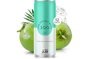 PURE COCONUT WATER 100 100 Coconuts Pure Coconut Water - Low Calorie All-Natural Drink with Electrolytes - Naturally Sweet, no preservatives - Non-GMO, 11 fl oz, Pack of 12 (Pure Coconut Water)