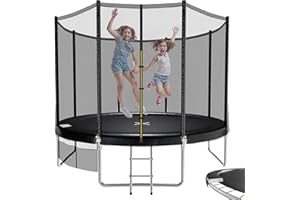 JUMMICO Trampolino Rotondo da Giardino 183/244/305/366/427 cm Trampolino Elastico per Adulti e Bambini Tappeto Elastico da Giardino di Diametro con Rete di Sicurezza, Scala e Barre Imbottite, Esterno