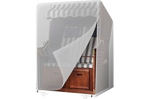 ‎PATIO PLUS PATIO PLUS Strandkorb Schutzhülle Gewebe Wetterfest Wasserdicht Reißfest-UV, 125x90x165/130cm(Transparent)