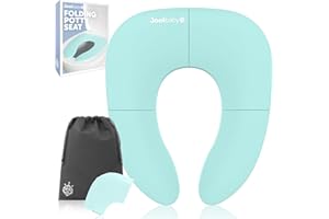 JOOL BABY PRODUCTS Jool Baby Folding Travel Potty Seat for Girls, Fits Round & Oval Toilets, Non-Slip Suction Cups, Includes Free Travel Bag (Aqua)