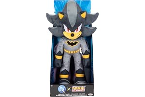 DC x Sonic Shadow som Batman Deluxe 33 cm gosedjur | licensierat av Jakks Pacific, mjukt och gosigt material, extra stort deluxe-gosedjur, från 3 år