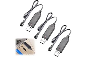 SMCEHEYA 3pcs RC Car Battery Charger 3.7V Drone USB Charger Cable with SM-2P Connector Plug Lithium Battery USB Charging Cable Compatible with NiCd NiMH LiPo Batteries with LED Indicator for RC Cars Drone