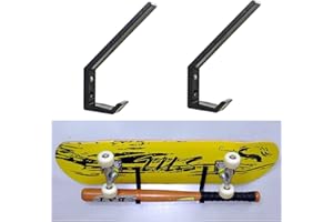 Pmsanzay 2 Pack Skateboard Wall Rack Skateboard Wall Mount Storage Organizer Hanger, organize your helmets, Headphone, bags, baseball bat,etc - Hardware Included - Easy to Install - No Board