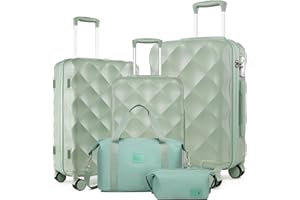 Sea choice Set de 5 Valises Rigide de Voyage de ABS Ensemble de Valises avec Trousse de Toilette Sac de Voyage Lot de 3 Bagages (55/65/76cm) avec Roues Pivotantes à 360° et Serrure TSA