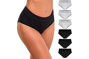 Bresdk Bragas Mujer Algodón Braguitas Cintura Media Ropa Interior Colores Lisos Cómodas y Suaves