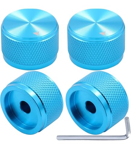 Set 4 Manopole Potenziometro Taiss Per Chitarra - In Alluminio, Diametro Albero 6mm, Design Zigrinato, Nero - Foto 8