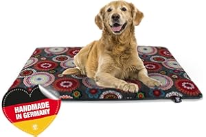 ‎HS-HUNDEBETT HS-Hundebett Made in Germany gepolsterte Hundedecke, Mandala Rot 75 x 115cm für kleine & große Hunde I Flauschige Hundedecke, waschbar, trocknergeeignet