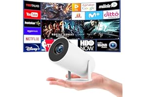 BEE&FLOWER [Apps intégrées] Projecteur Video Mini Vidéoprojecteur avec WiFi 6 et BT 5 Mini Projecteur Supporte 4K 1080P Auto Keystone Rotation 180° Compatibile avec HDMI/TV Stick Laptop (HY300)