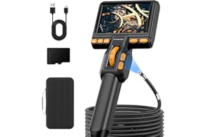 Ennovor Endoscopio, Telecamera Ispezione Tubi 360° Rotabile, Telecamera Endoscopica HD 1080P con 8 LED, Schermo IPS da 5”, Sonda Telecamera Impermeabile IP67 senza WiFi – 1,5 m con Scheda TF da 32 GB