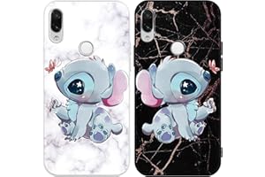OMYZO [2 pezzi] Cover per Xiaomi Redmi Note 7 6,3",Custodia Morbide Silicone con Cute Stitch cartone Animato Disegni,Protettivo Opaco TPU Bumper Ultra Sottile Antiurto Case Custodia per Redmi Note 7