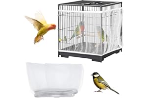 CIATBYYJ 2 jaulas ajustables XL para recoger semillas para pájaros, cubierta de jaula de pájaros, malla de nailon, para loros, periquitos, guacamayos, africanos, redondos, cuadrados, (blanco)
