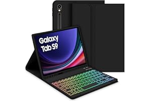 GOOJODOQ per Samsung Galaxy Tab S9 FE Tastiera Custodia, Layout Italiano Tastiera Retroilluminata Staccabile e Custodia per Galaxy Tab S9 11"/Tab S9 FE 10.9" 2023 SM-X510/X516B/X710/X716B/X718U, Nero
