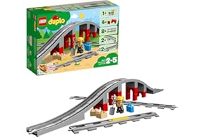 LEGO 10872 Duplo Ma Ville Les Rails Et Le Pont du Train, Jouet De Construction avec Klaxon en Brique Sonore, Cadeau, pour Enfants De 2 Ans Et Plus
