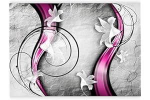 murando - Papier peint panoramique moderne 350x256 cm - Revêtement mural décoration pour chambre salon - Design moderne - Marron gris violet - Abstraction fleurs lys nature plantes 10110906-85