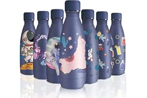 KollyKolla Gourde Isotherme Enfant, Gourde Inox 350ml, Impression 3D Gourde Isotherme Petite, Sans BPA, Gourde Reutilisable, Bouteille Isotherme pour Enfant, Adultes, Sport, Bureau