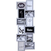 SONGMICS Collage di Cornici per Foto, 10 Cornici per Foto 10 x 15 cm, Cornici Portafoto da Parete, Cornici Multiple, Decorazioni Murali, Beige Naturale RPF020N01