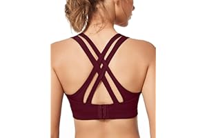 Yvette Soutien Gorge de Sport Dos Croisé Maintien Fort Brassière sans Armature avec Coussinets Course Équitation Tennis