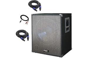 Ibiza Sound Light - Caisson de Basses AMPLIFIE 800W SUB15A Noir + CABLAGE Enceinte SPEAKON CS5SS + Cable PC